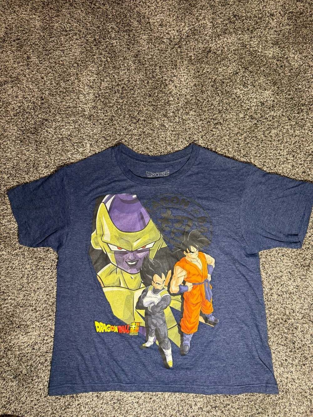 Dragon Ball Super Goku Vegeta and Frieza Heather Blue Graphic T-Shirt